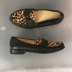 Cole Haan 💌Free Shipping Leather Loafer with Animal Print Toe Women's Size 8